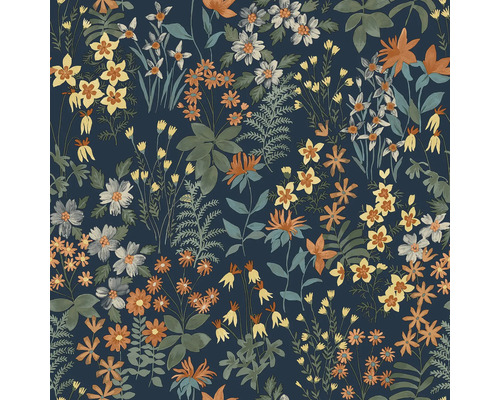 Papier peint à fleurs avec fleurs et feuilles