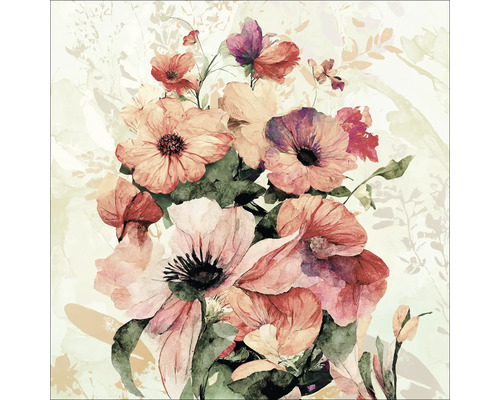 Tableau sur toile Watercolor Flowers VI 27x27 cm