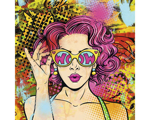 Gemälde im Pop-Art-Stil mit Frau und Sonnenbrille