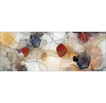 Abstraktes Wandbild mit geometrischen Formen und Linien
