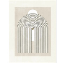 Abstraktes Wandbild mit Bogenlinien und Kreisornamenten