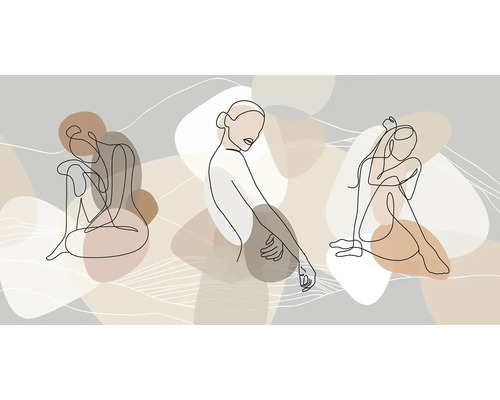 Leinwandbild Line Art Woman IV 100x50 cm Illustration mit drei weiblichen Figuren als Strichzeichnungen