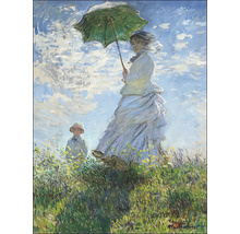 Gemälde einer Frau mit einem Sonnenschirm in einer windigen Landschaft