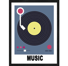 Affiche encadrée avec platine et le mot Musique