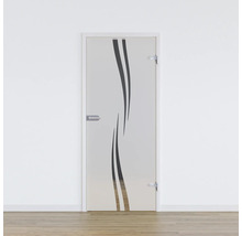 Porte en verre avec verre satiné et décor