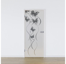Porte en verre avec motif de papillons