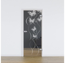 Porte en verre avec motif papillon