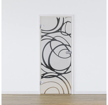 Porte en verre avec motif abstrait pour intérieur