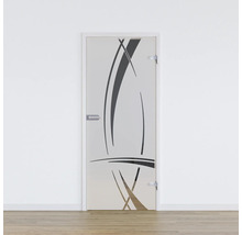 Porte en verre avec verre satiné et décor abstrait pour l''intérieur