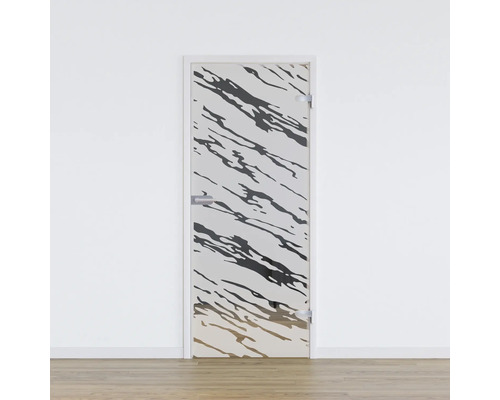 Pertura Glastür Glera Vision 02 584 x 1960 x 8 mm Rechts für Beschlag Studio Glastür mit abstraktem Muster, Türbeschlag und Türrahmen
