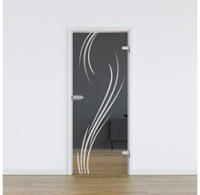 Porte en verre avec décor blanc dans un intérieur moderne