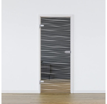 Porte en verre avec motif ondulé horizontal