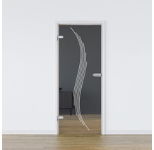 Porte intérieure avec verre et lignes décoratives