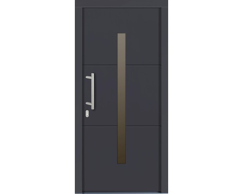 Porte d’entrée Tavira pin laqué anthracite, 1000x2000 mm, tirant gauche