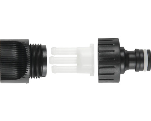 Gartenschlauchverbinder aus Kunststoff, demontiert