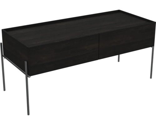 Meuble bas VitrA Equal couleur de façade orme madera 102,5 x 44,5 x 42 cm 64112 Armoire en bois foncé avec deux tiroirs et pieds en métal