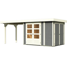 Gartenhaus Karibu Karola 2 mit Schleppdach 2,8 m inkl. Anbauschrank 580 x 238 cm terragrau