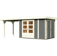 Gartenhaus Karibu Karola 3 mit Schleppdach 2,8 m inkl. Anbauschrank 603 x 238 cm terragrau