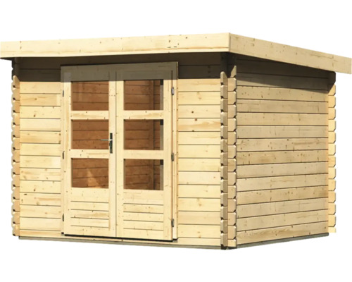 Abri de jardin en bois avec double porte et fenêtres