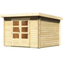 Abri de jardin en bois avec double porte et fenêtres