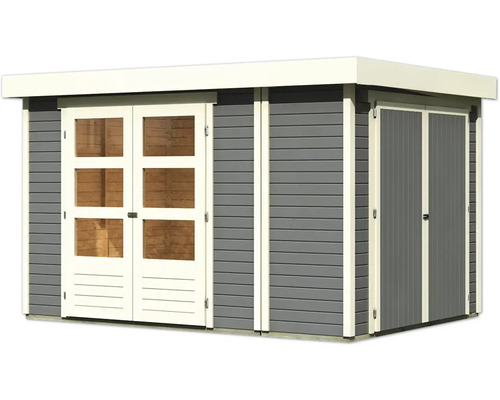Abri de jardin en bois avec double porte et fenêtres