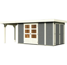 Gartenhaus Karibu Karola 5 mit Schleppdach 2,4 m inkl. Anbauschrank 629 x 238 cm terragrau