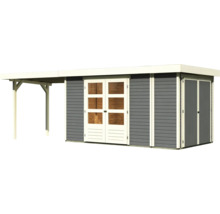 Gartenhaus Karibu Karola 5 mit Schleppdach 2,8 m inkl. Anbauschrank 666 x 238 cm terragrau