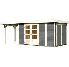 Gartenhaus Karibu Karola 6 mit Schleppdach 2,4 m inkl. Anbauschrank 629 x 262 cm terragrau