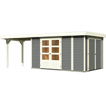Gartenhaus Karibu Karola 6 mit Schleppdach 2,8 m inkl. Anbauschrank 666 x 262 cm terragrau