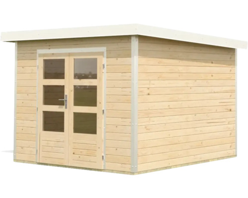 Abri de jardin en bois avec double porte et fenêtres