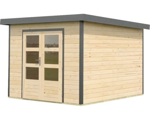 Abri de jardin en bois avec double porte et fenêtres