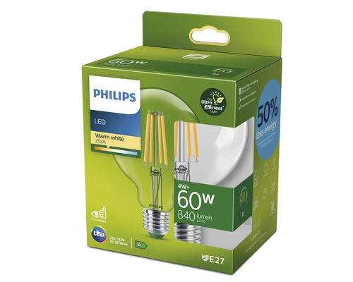 Lampe LED Philips, blanc chaud, 2700 kelvins, culot E27