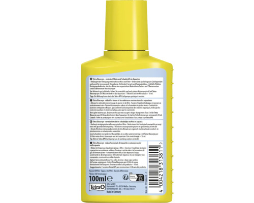 Tetra Biocoryn dans un récipient jaune pour réduire les boues et les impuretés dans l''aquarium, 100 millilitres