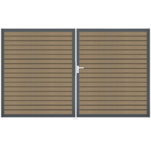 Doppeltor GroJa Rhombus rechts vormontiert ohne Pfosten Rahmen anthrazit 300 x 180 cm teak co-extrudiert