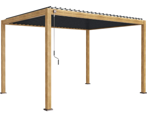 Pergola Mirador Deluxe 111 3x4 épaisseur de poteaux 11 x 11 cm 301,25 x 392,7 cm Cherry Oak