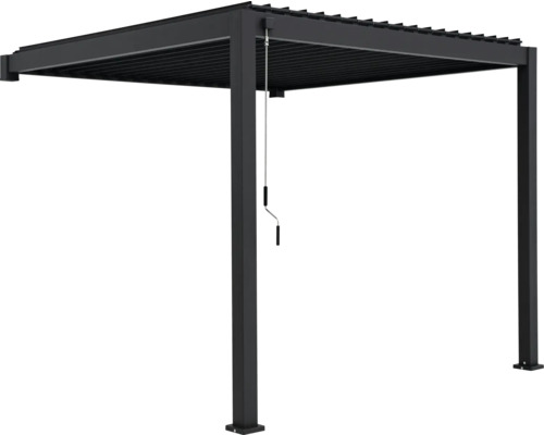 Pergola autoportante en aluminium avec toit à lamelles et mécanisme à manivelle
