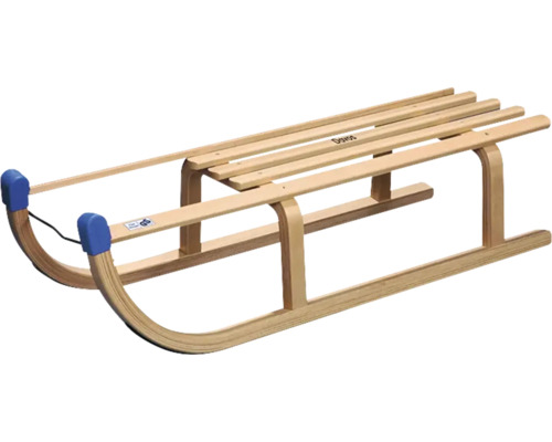Luge en bois avec amortisseurs bleus