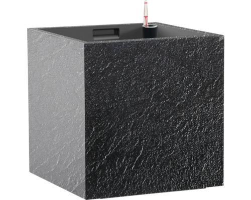 Cache-pot avec bac d'arrosage Cubico Stone plastique 27 x 27 x 27 cm anthracite