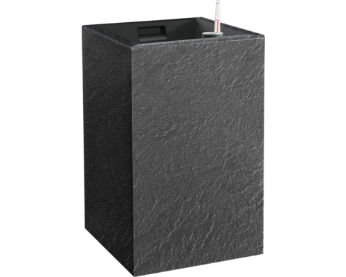 Cache-pot avec bac d'arrosage Cubico Stone plastique 27 x 27 x 42 cm anthracite