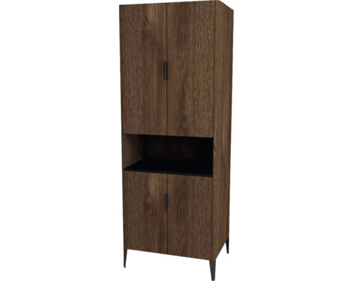 Armoire haute avec 4 portes Devo Lotos gauche 70x190x53 cm bronze expressive oak Armoire couleur bois avec deux portes en haut et deux portes en bas avec compartiment ouvert