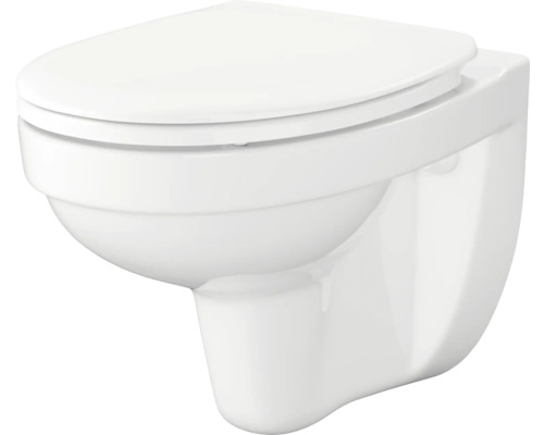 Ensemble WC suspendu Cersanit CERSANIA cuvette à fond creux bride de rinçage ouverte blanc brillant avec abattant WC, bâti-support et plaque de commande blanc