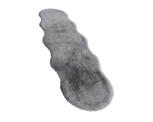 Graue Teppichvorleger in Form eines Schaffells