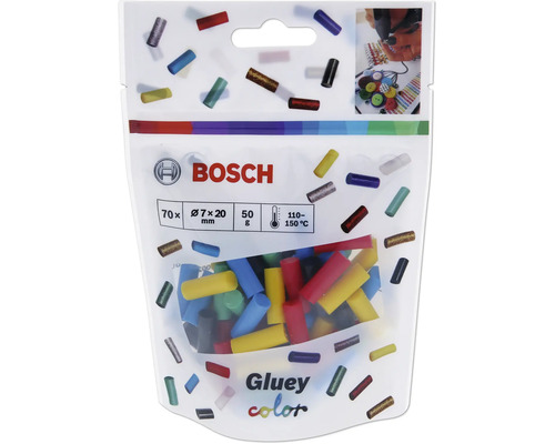 Bâtons de couleur Bosch Gluey, 70 pièces, diamètre 7 sur 20 millimètres