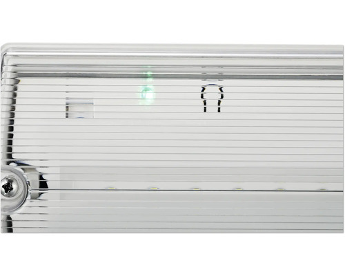 Vue détaillée d''une lampe de secours LED avec couvercle transparent