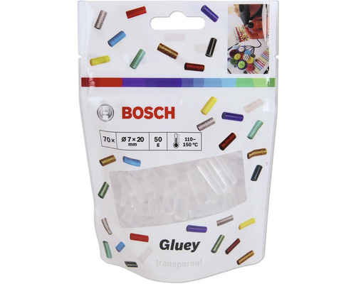 Emballage de bâtons de colle transparents de la marque Bosch Gluey, 70 pièces