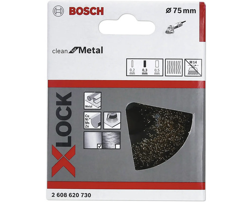 Bosch X-Lock Drahtbürste, 75 Millimeter Durchmesser, geeignet für Metall