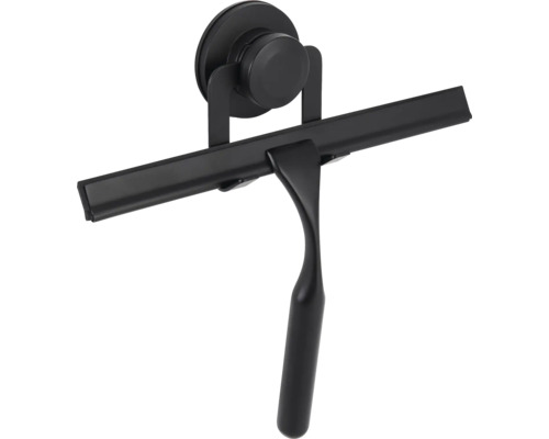 Raclette de douche noire avec support à ventouse pour le nettoyage de la salle de bain