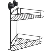 Étagère d''angle avec deux tablettes et ventouses pour la fixation
