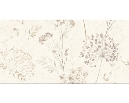 Carrelage décor en grès Fanti cream INSERTO 59,6X59,8x0,8 cm lot comprenant 2 carrelages de 29,8x59,8 mat satiné (lappato) rectifié