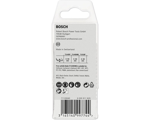 Bosch Verpackung mit Informationen zu Stichsägeblättern und Anwendungsbereichen